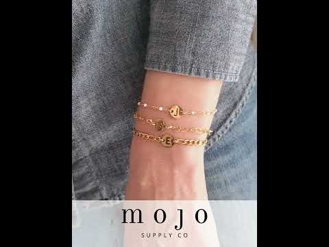 Arlo 9mm Disc Initial Bracelet Connector, PVD Stainless Steel