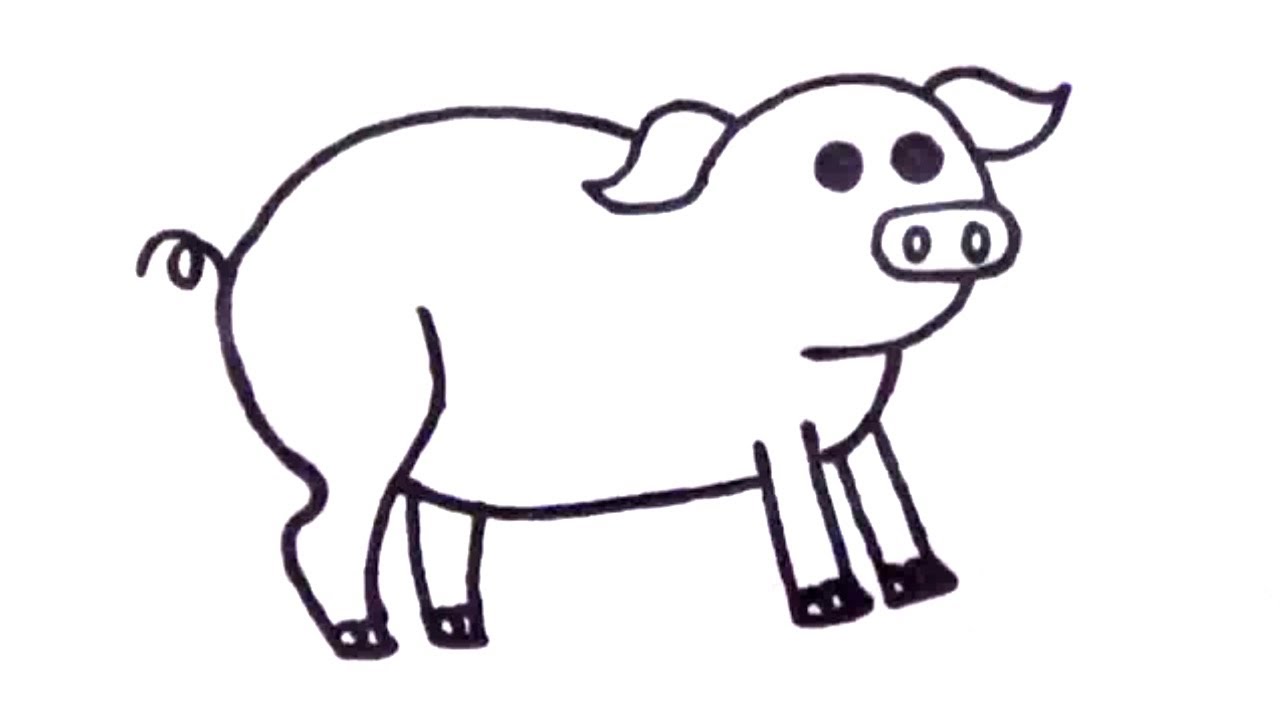 Cómo dibujar un cerdo paso a paso y fácil - Dibujos para niños - YouTube