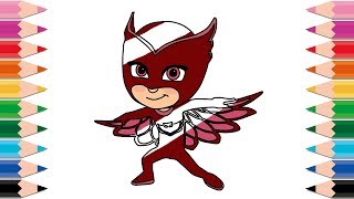 Pj Masks Owlette Drawing And Coloring Pages For Kids Learn Colors How To Draw Pj Masks For Children