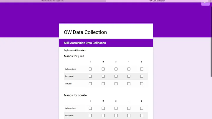 Using Google Forms for ABA data collection and graphing part 1
