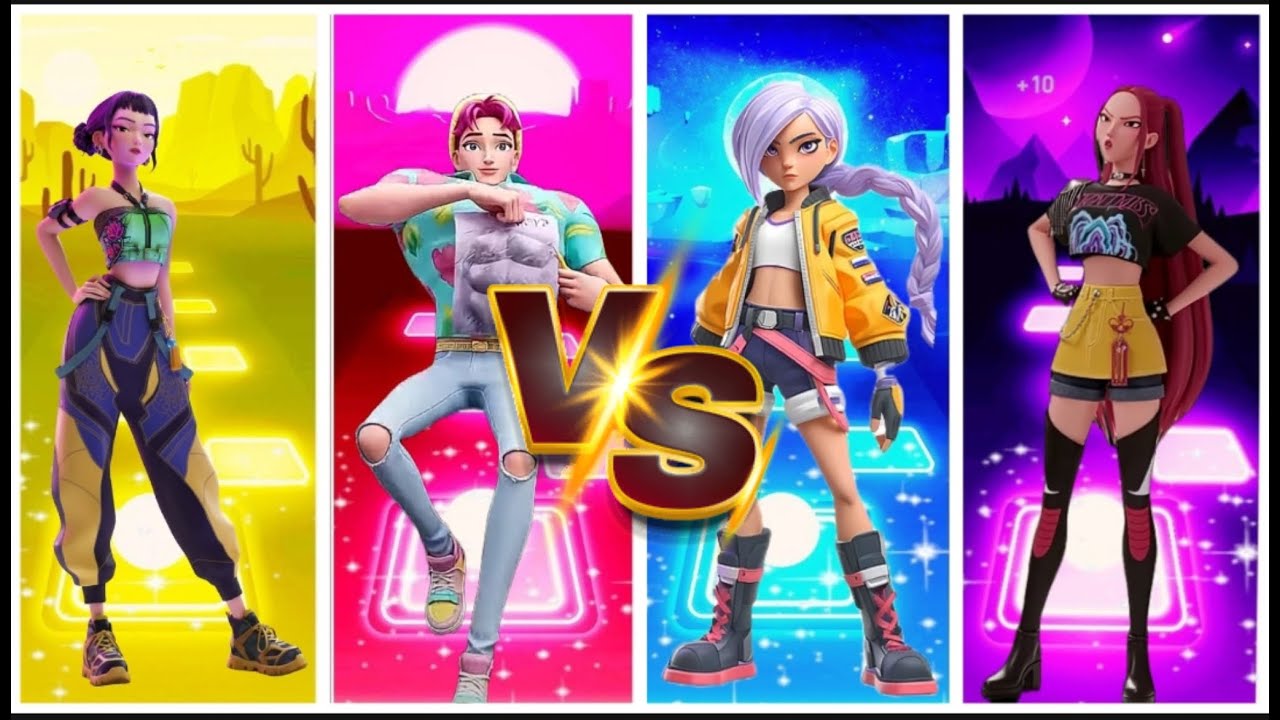 🔥 Zara 🆚 Max 🆚 Luna 🆚 Vika | Tiles Hop Battle