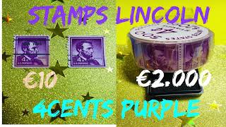 Abraham Lincoln stamps €2.000 ,4 cents purple josershina in world