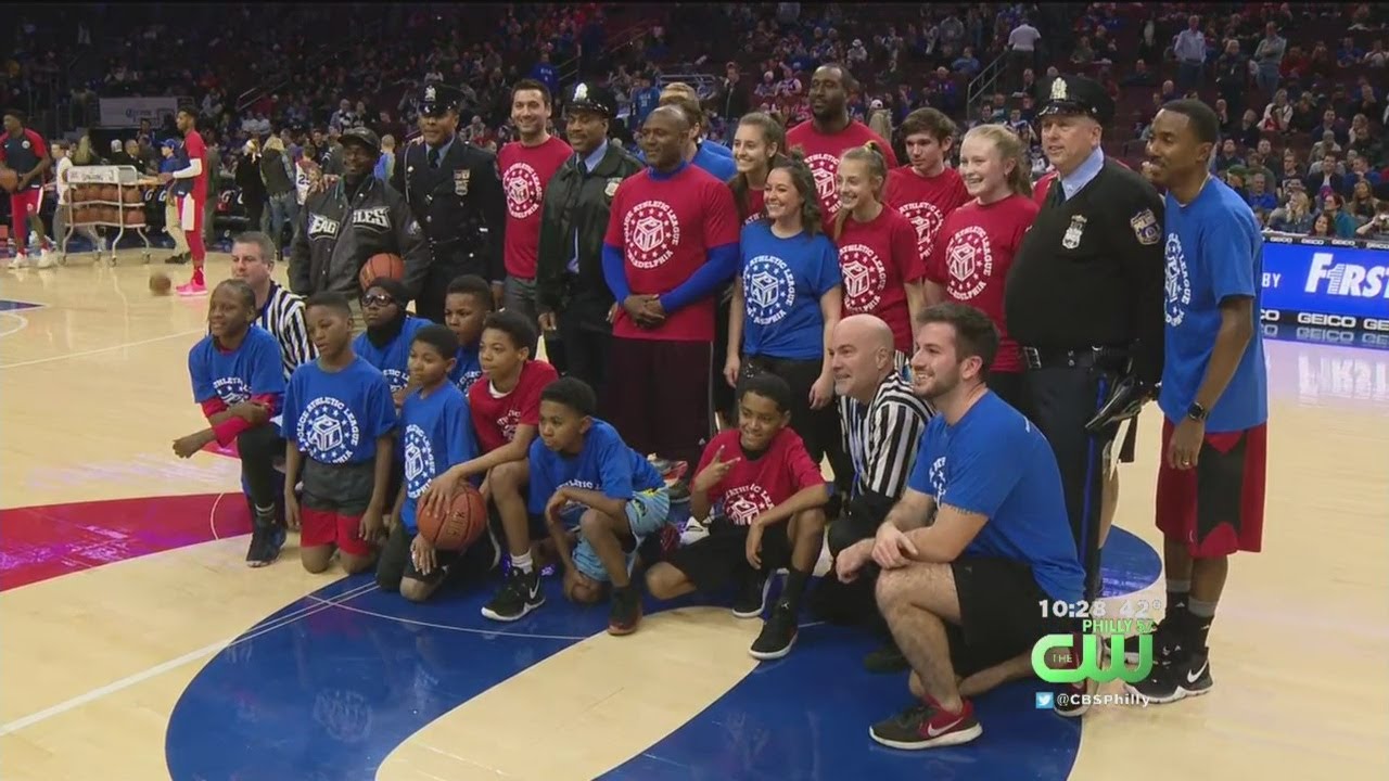 Children With Police Athletic League Showed Off Skills At Sixers Game