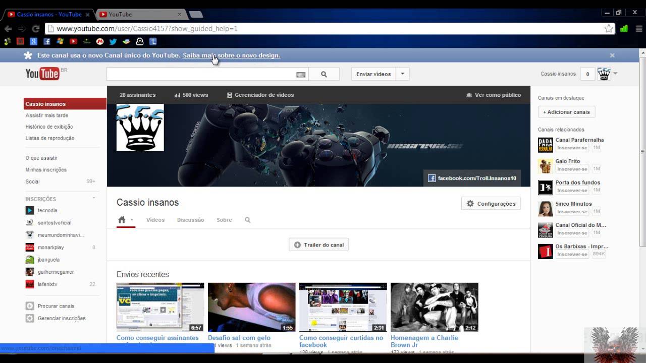 como volta antigo Design do youtube