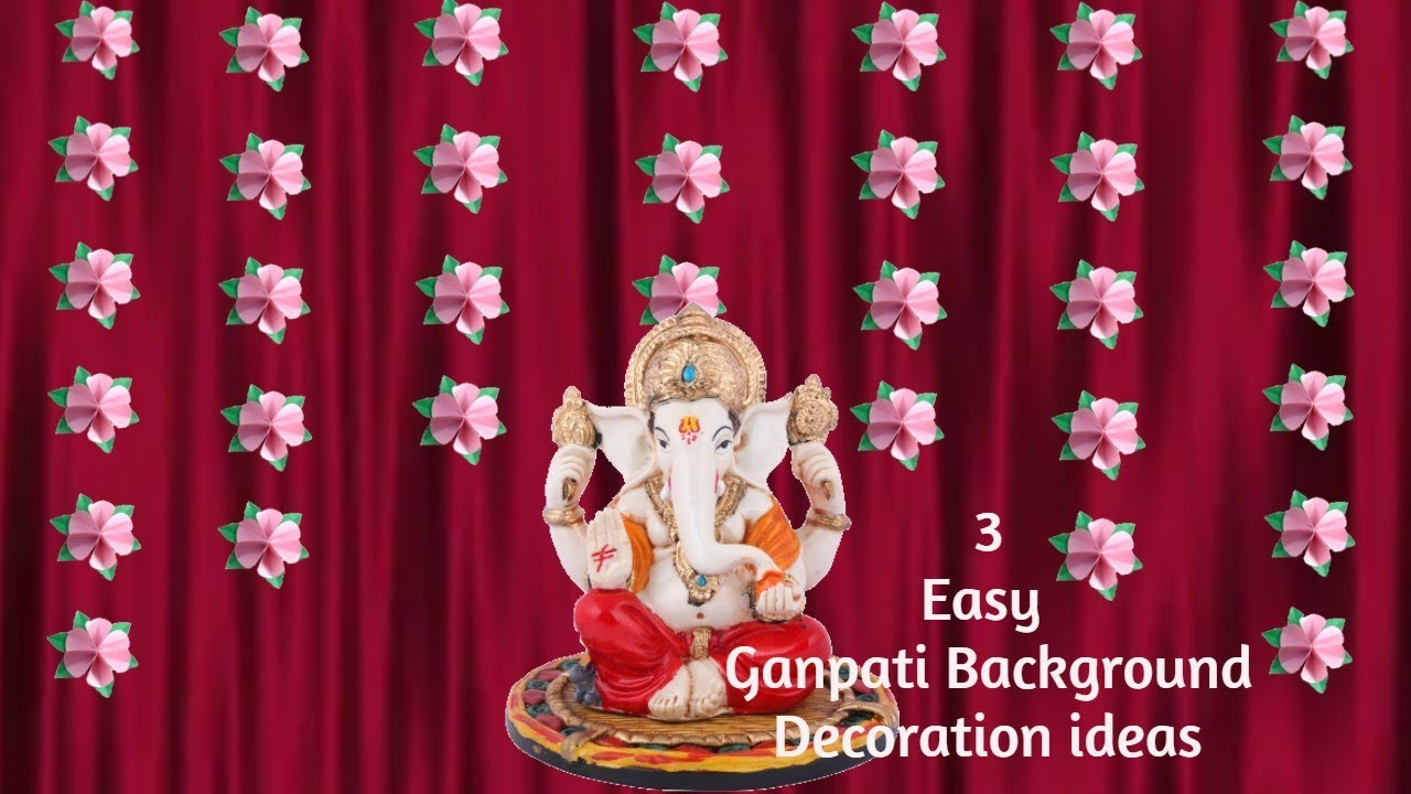 Simple Ganpati decoration ideas for home / Ganpati background ...