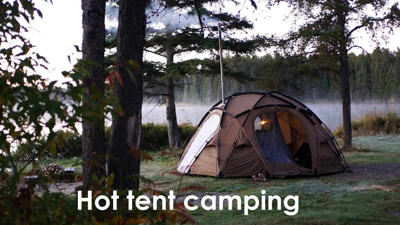 Camping Alone By the Lake with a Cozy Hot Tent!