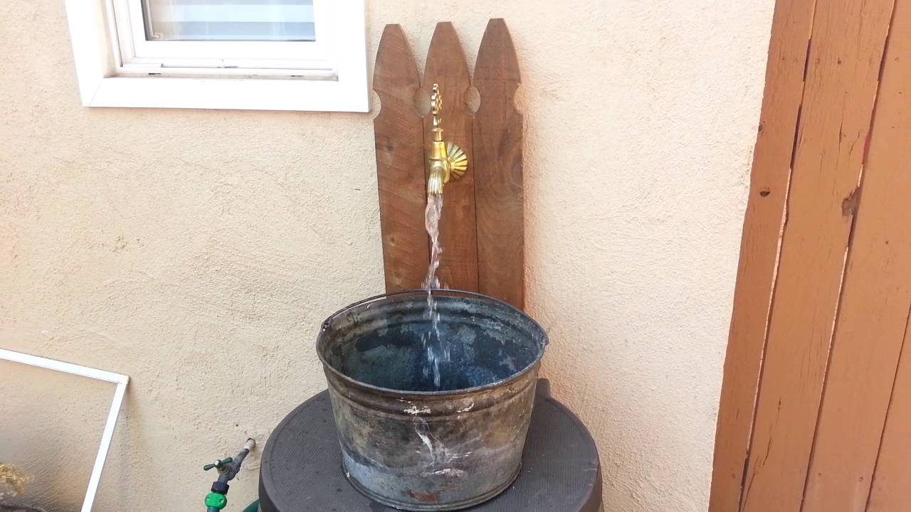 Homemade Rain Barrel And Bucket Outdoor Sink