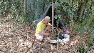 solo camping in the rainy season and survive for 2 days in the middle of the forest