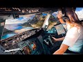 Boeing 737 stunning landing crete greece heraklion airport rwy27  cockpit view  airline pilot life