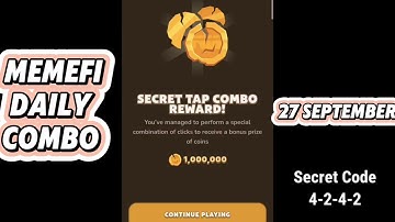 Memefi daily secret combo 28 September | Memefi Secret Reward Combo Today 27/9/2024 | #memficode
