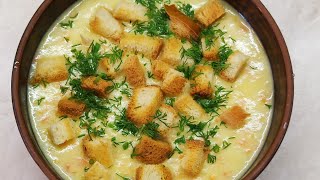 Сырный суп с сухариками, просто и вкусно!