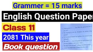 Class 11 English Question Paper 2024 || Model Question 2081 ||  Grammer ||