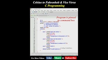 Celsius to Fahrenheit & Vice Versa Conversion in C | #short