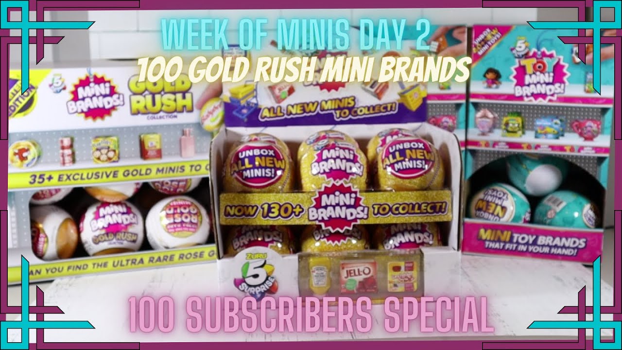 Week of Mini Brands Day 2! Super Rare Rose Gold Mini Brand! Unboxing 100 Gold Rush Minis!