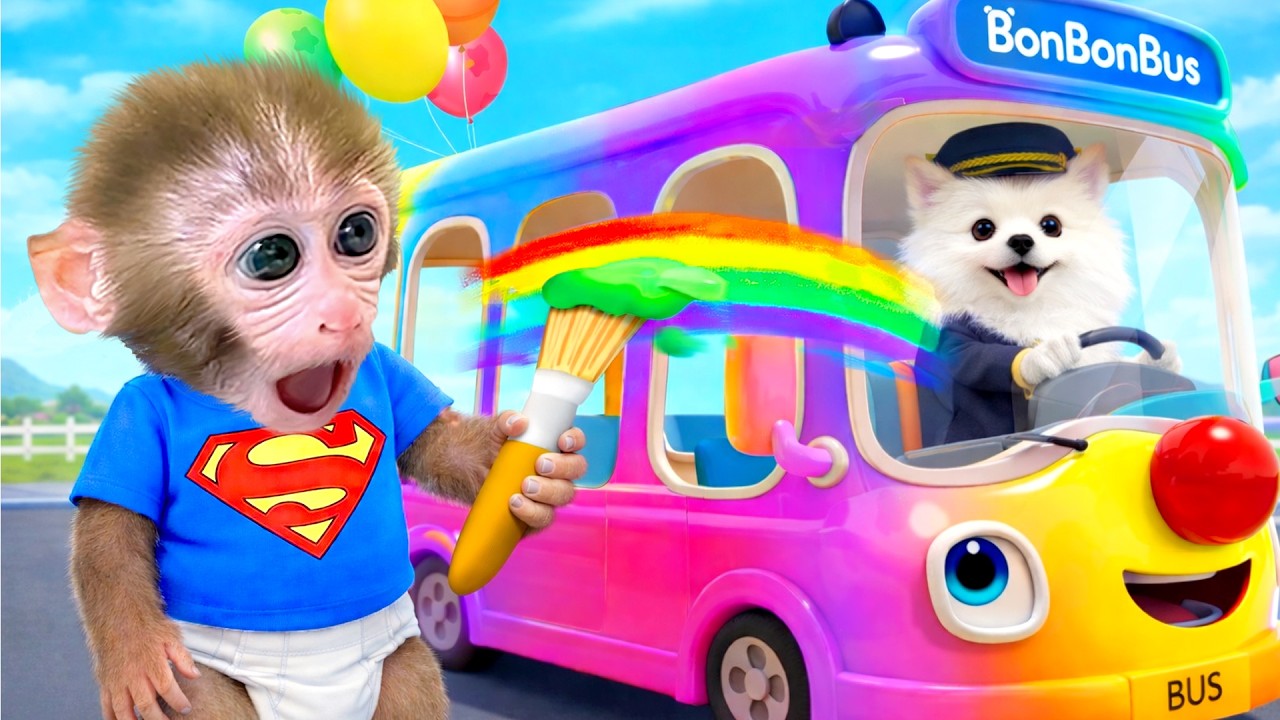 Das kleine Äffchen BonBon malt mit einem Zauberstift leuchtende magische Farben