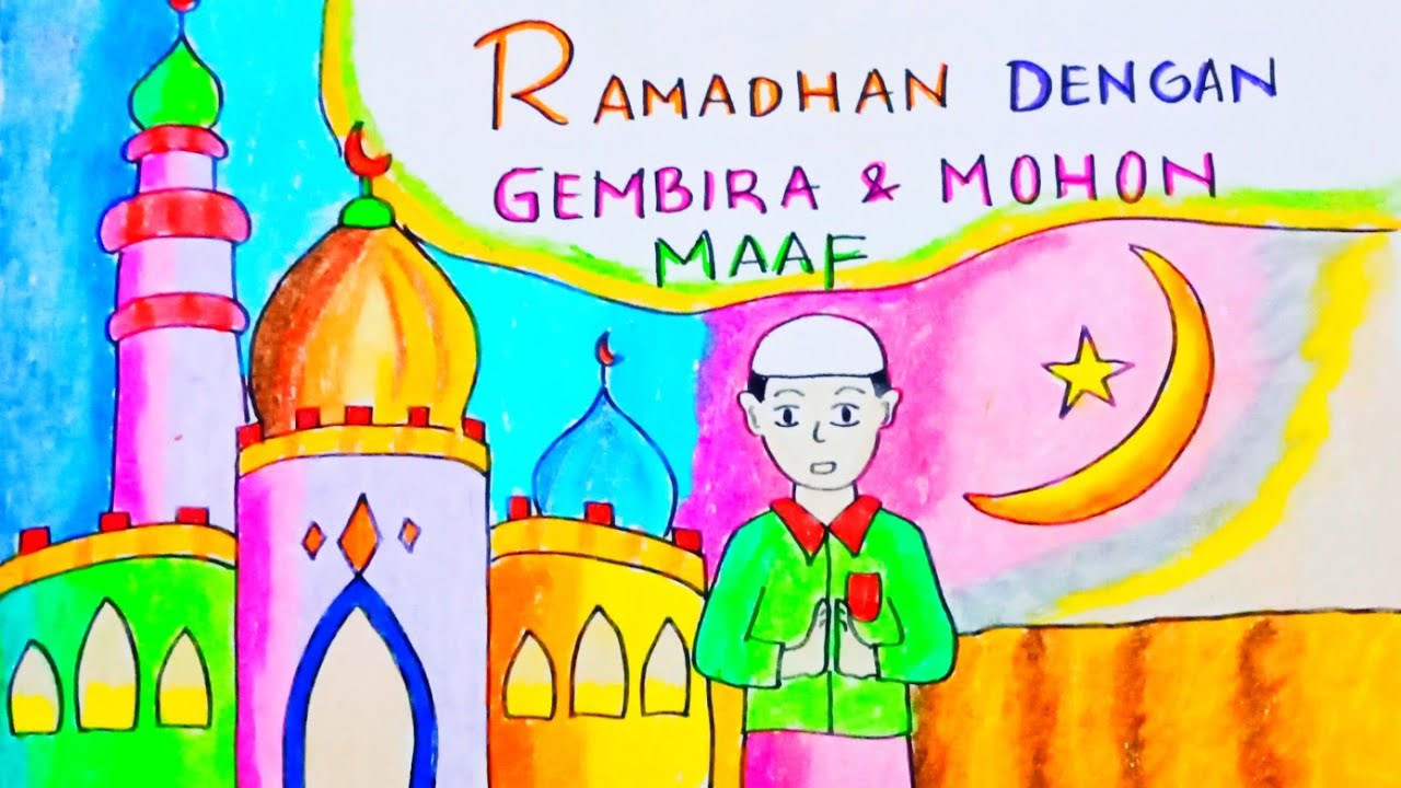 Cara Menggambar Menyambut Bulan Suci Ramadhan Youtube