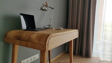 KON-2 Natural Oak Computer Table with a drawer. All Beautiful Things Are... Curved...