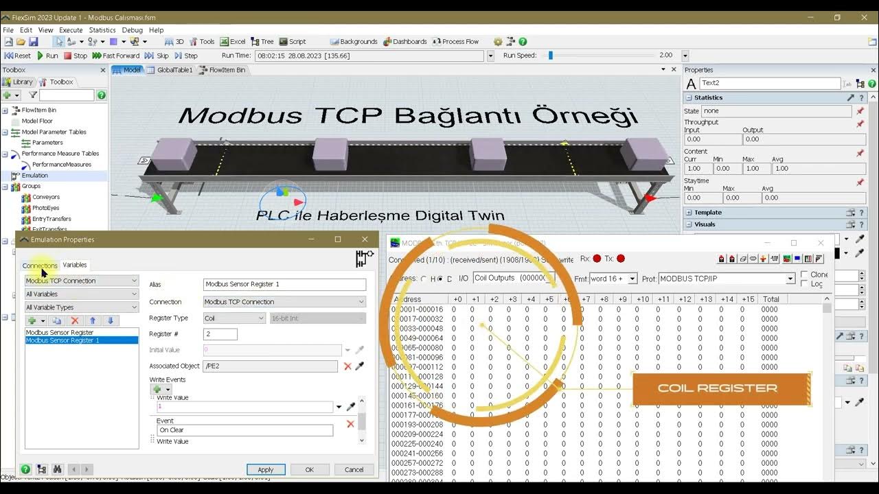 Flexsim Simulation MODBUS TCP Örneği - YouTube