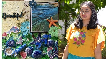 Ocean mixed media canvas/DIY canvas art for beginners/Beach mixed media canvas/canvas art/Photoframe