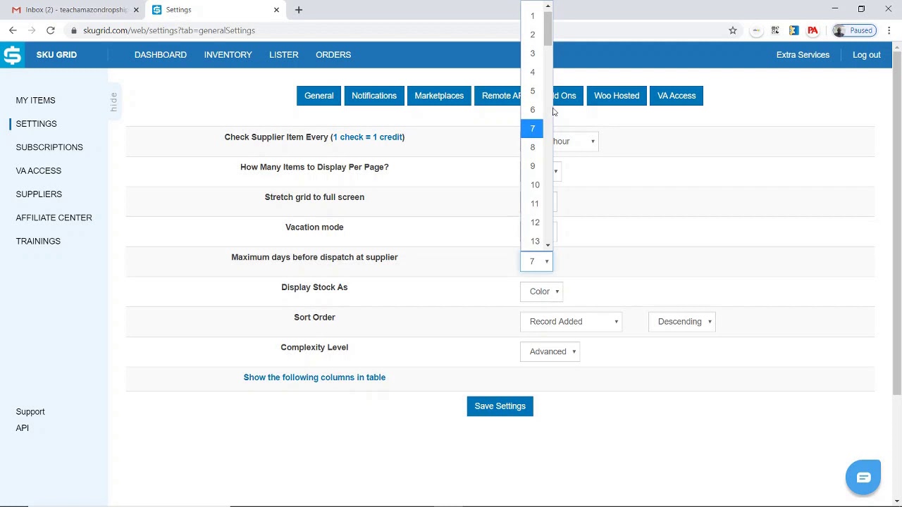 Setting Up Your General Settings in Sku Grid - for Amazon Dropshipping