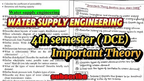 water supply civil engineering 4th semester | water supply engineering | vvi question| @Vlogbysuraj