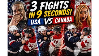 Gotta See It!!!  3 Fights In 9 Seconds In Canada vs  USA  4 Nations Rivalry Game (Reaction) Profile