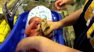 Caleb taking a bath