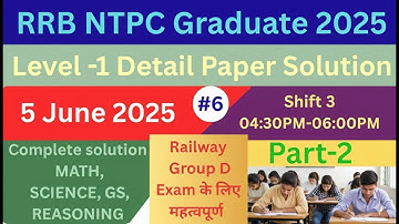 Solving RRB NTPC Previous year question paper 5 june 2025 shift 3 part 2 #rrbntpc #rrbgroupd