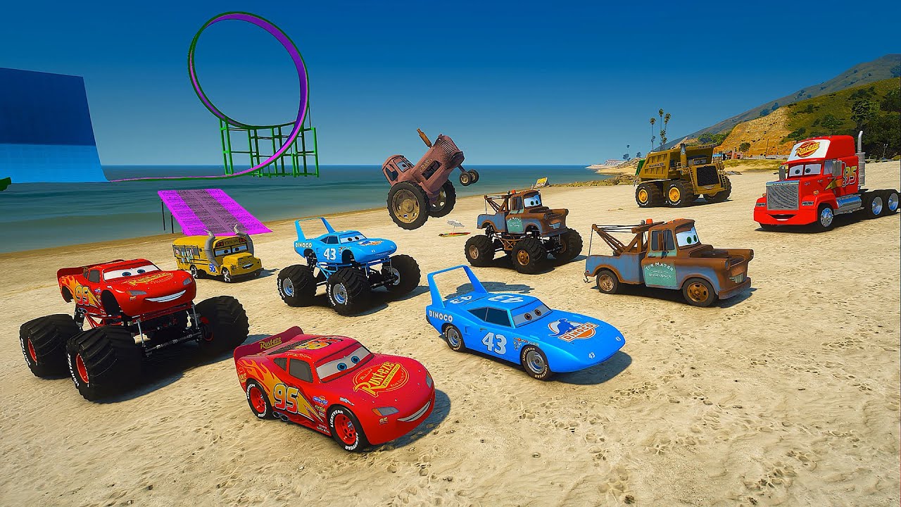 Challenge Disney Cars McQueen and Friends Tow Truck Mater The King Truck Mack Miss Fritter COLOSSUS