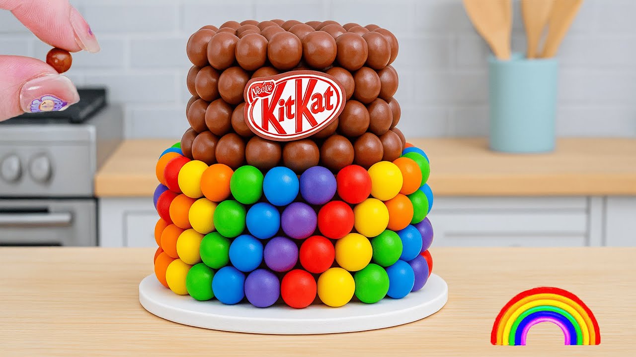 Mini Rainbow Cake Recipe With Chocolate 🌈Amazing Miniature Chocolate ...