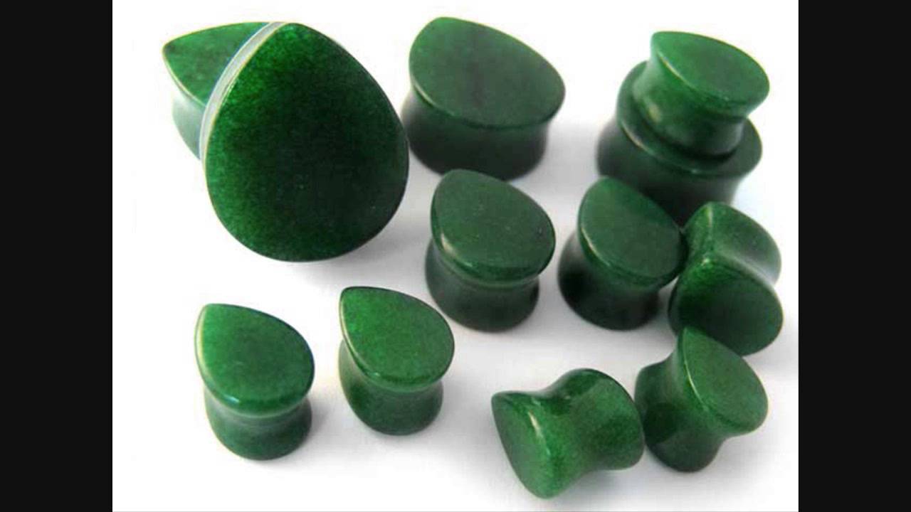 Green Jade Teardrop Shaped Stone Plugs (2 Gauge - 7/8