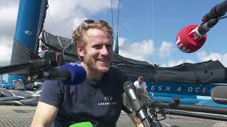 Arrivée de François Gabart sur la Route du Rhum 2022 : interview ponton SVR Lazartigue