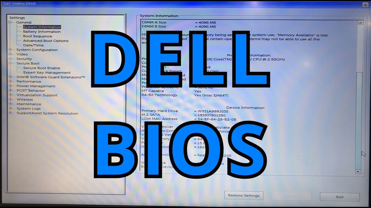 Comment entrer dans le BIOS sur un ordinateur portable Dell - YouTube