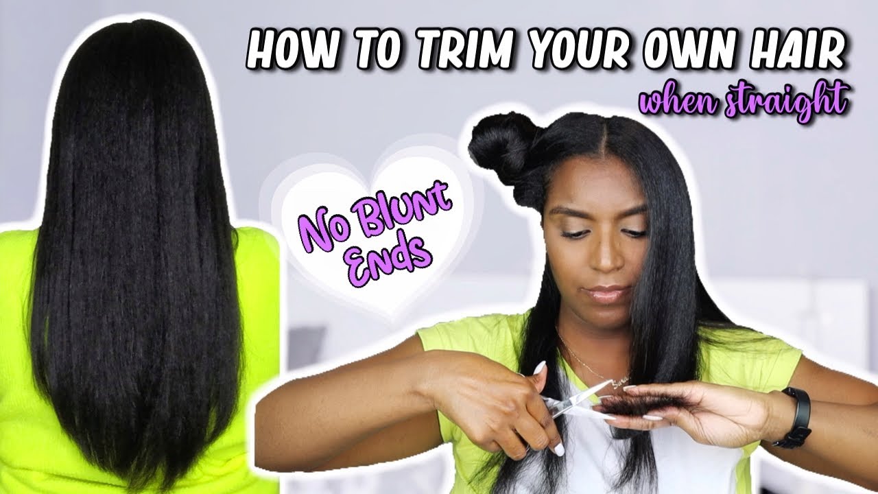 HOW TO TRIM YOUR OWN HAIR | Trimming my natural hair when straight - YouTube