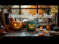 Halloween Ambience Coffee Shop Music with Autumn  Rainy Day View