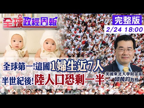 【全球政經周報】人口大國將來不是中印!半世紀後中國人口恐剩一半 全球第一!這國1婦生近7人 最不愛生的3國家在這裡!關鍵不是房價高.養兒貴而是因"它"20240224 @CtiFinance