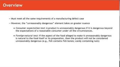 Torts lecture: Manufacturing Defects in Food | quimbee.com