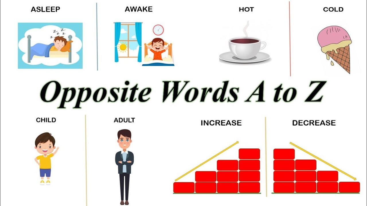 A to Z Opposite Words in English - List of Antonyms with Pictures - Kids Educational Videos