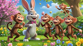🐰🎵 Easter Bunny & Five Little Monkeys | Fun Songs for Kids | Sing, Dance & Learn! 🐒🌷