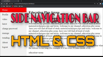 SIDE NAVIGATION BAR Using HTML and CSS | VERTICAL MENU BAR
