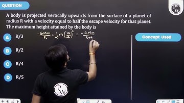 A body is projected vertically upwards from the surface of a planet of radius \(R\) with a veloc....