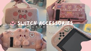 unboxing nintendo switch accessories ft. geekshare | case, thumb grips (pink aesthetic)