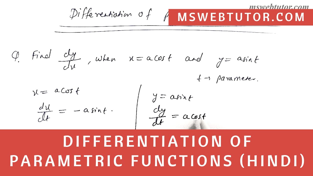 Differentiation of Parametric Functions (Hindi) YouTube