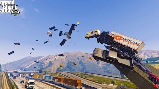 GTA 5 Chuyến Xe Lửa Tử Thần Với Đầu Húc Siêu To Khổng Lồ Húc Tất Cả Mọi Thứ Bay Lên Khỏi Mặt Đất screenshot 3