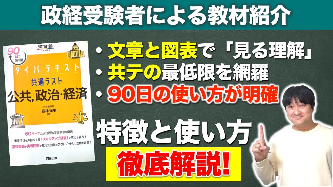 大学受験　政治・経済　参考書　過去問 教材紹介】タイパテキスト 共通テスト 公共、政治・経済／河合出版