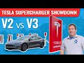 Tesla Supercharger Showdown: V2 vs V3 We charge a 2021 long-range Tesla Model 3 from 0-100% on a Tesla V2 Supercharger that is limited to delivering 150 kW.