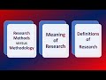 Methods, Methodology, Meaning and Definitions of Research