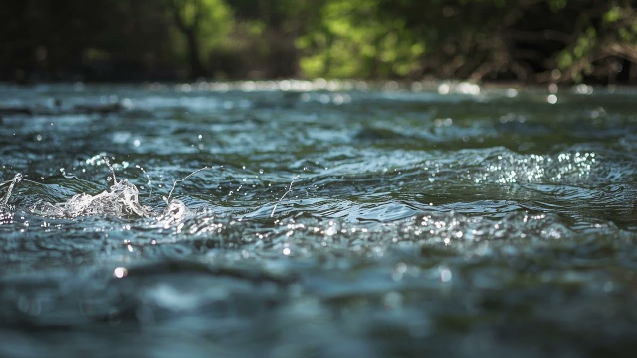Flowing river and seashell ambience