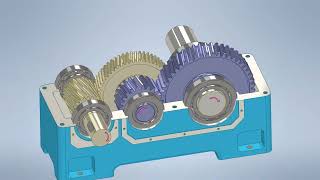 Design of Gearbox  Speed Reduction  Gear Ratio  Gears Mechanisms انيمشن لصندوق تروس بمرحلتى تخفيض