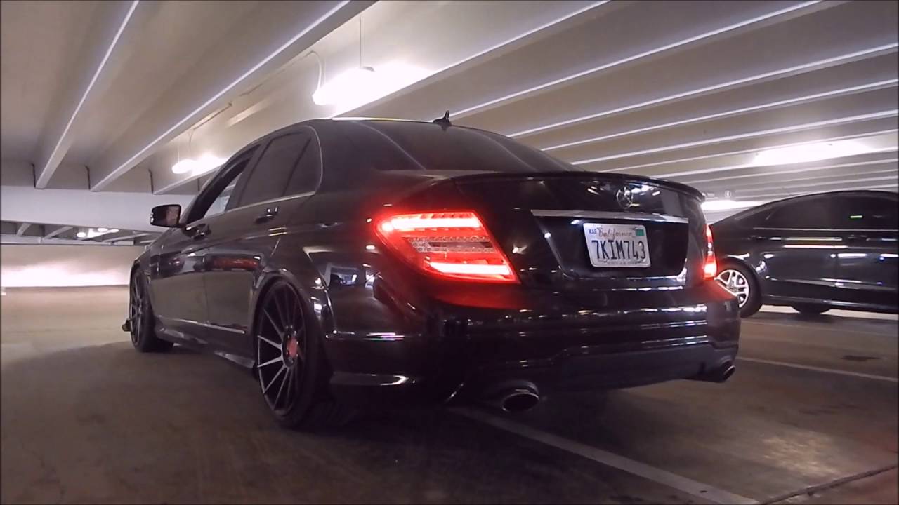 Phil's Bagged Mercedes C300 4Matic LOUD Straight Pipe Exhaust YouTube